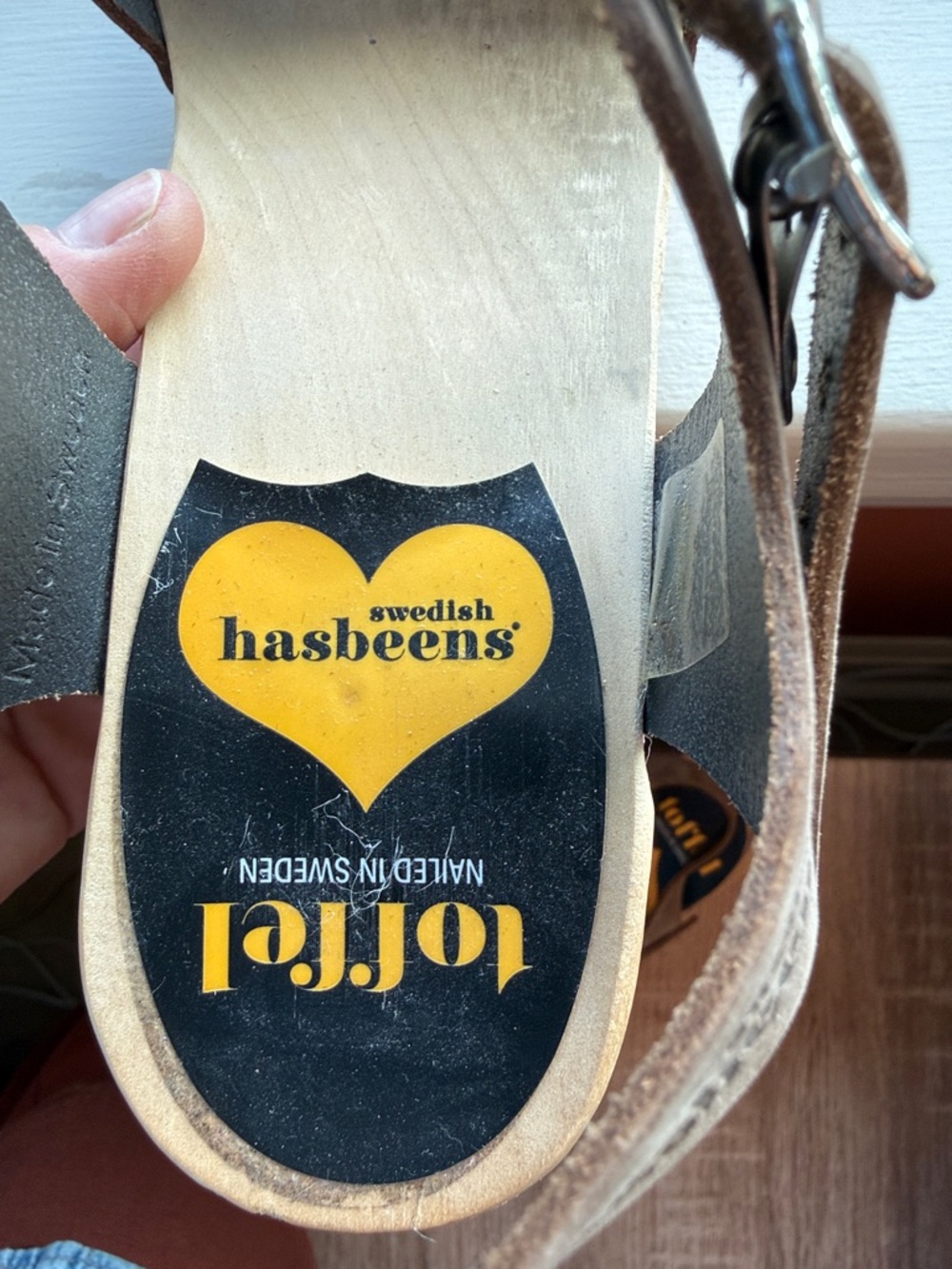 Women’s Swedish Hasbeen Wooden Clog Sandals - Gray - size 37 - Picture 10 of 16
